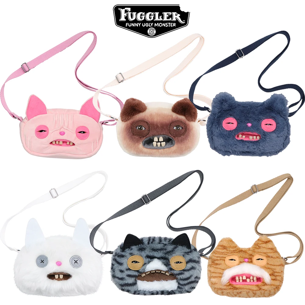 Fugglers Original Plush Shoulder Bag Fuggs ALLEY CATS Bear Dog Small Crossbody Wallet Storage Bag Single Strap for Phone Camera