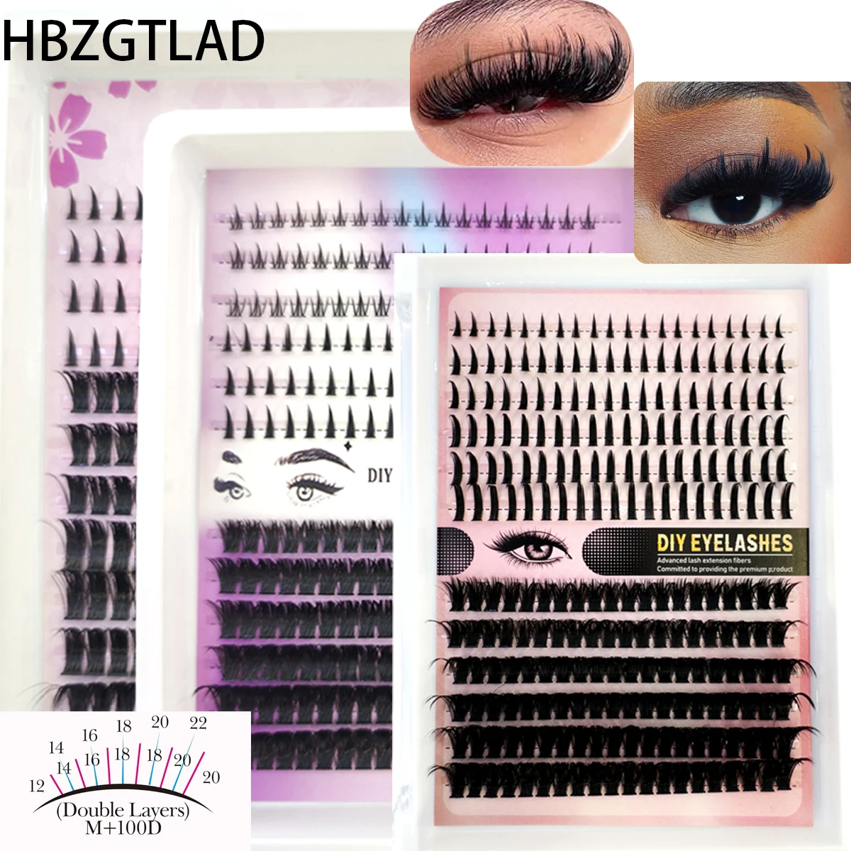 12rows Salon-Like Lash Clusters Kit DIY Eyelash Extension Comic Eyelash Curler Grou Upper Eyelashes Volume Fairy Eyelash