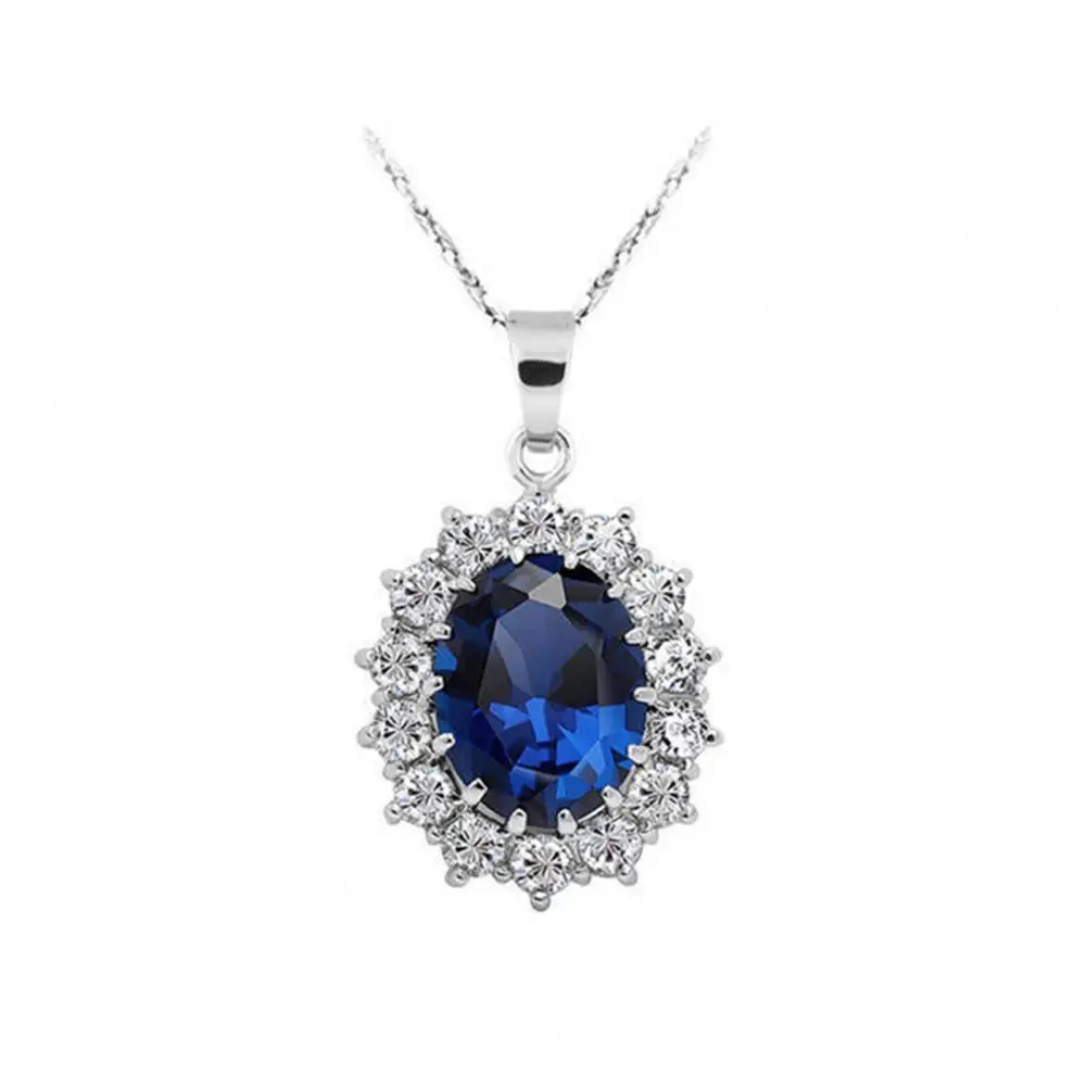 Fashion Necklace Faux Sapphire Rhinestone Jewelry Set Ladies Jewelry Necklaces And Earring Set Jewelry For Woman