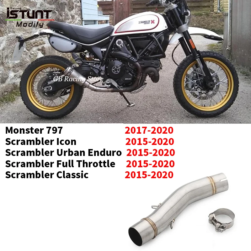 Motorcycle Exhaust Middle Link Pipe Muffler Connection Tube Slip On For Ducati Scrambler 800 2015-2020 Monster 797 2017-2020