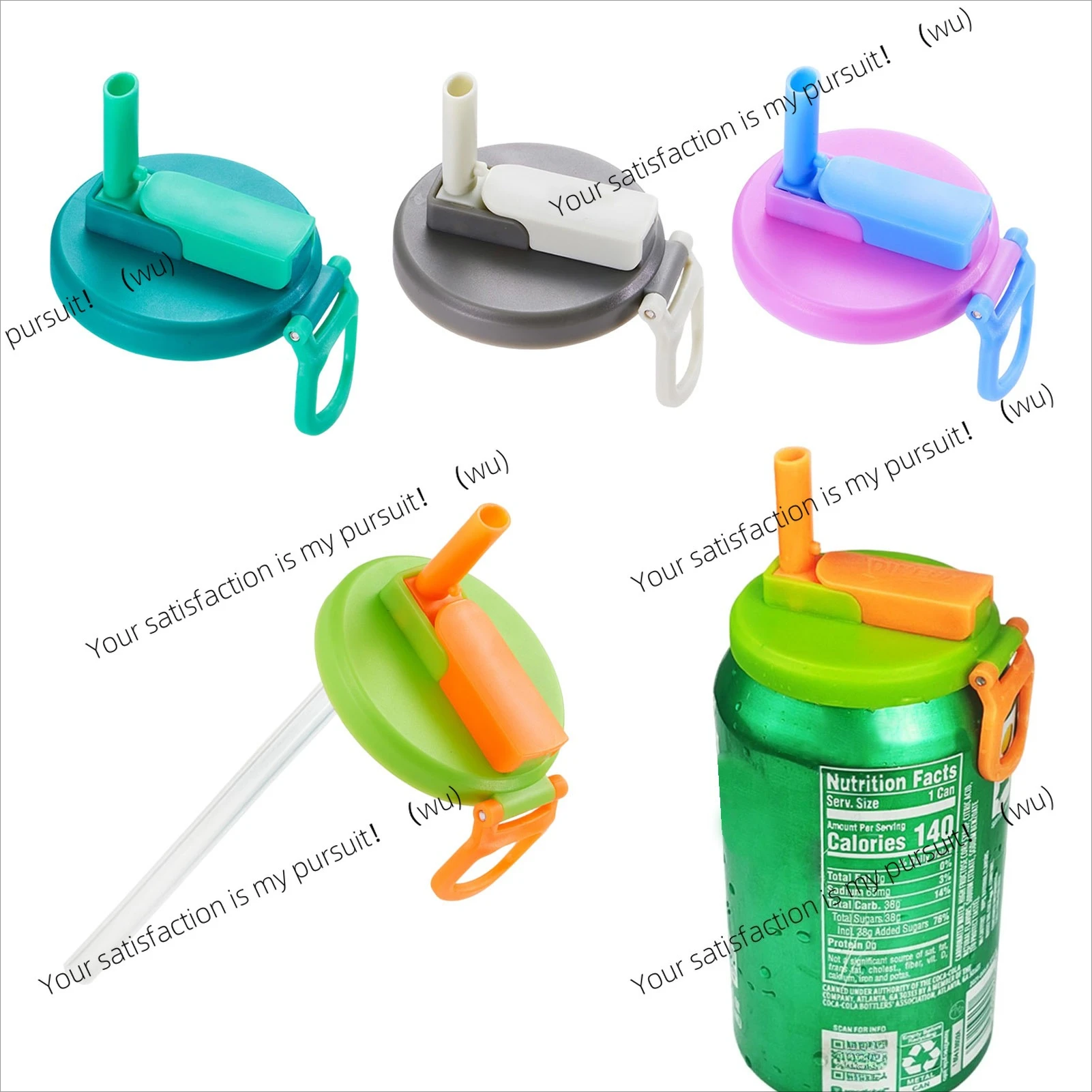 4 sets/set with straw, silicone soda can lid, children's leak-proof, reusable
