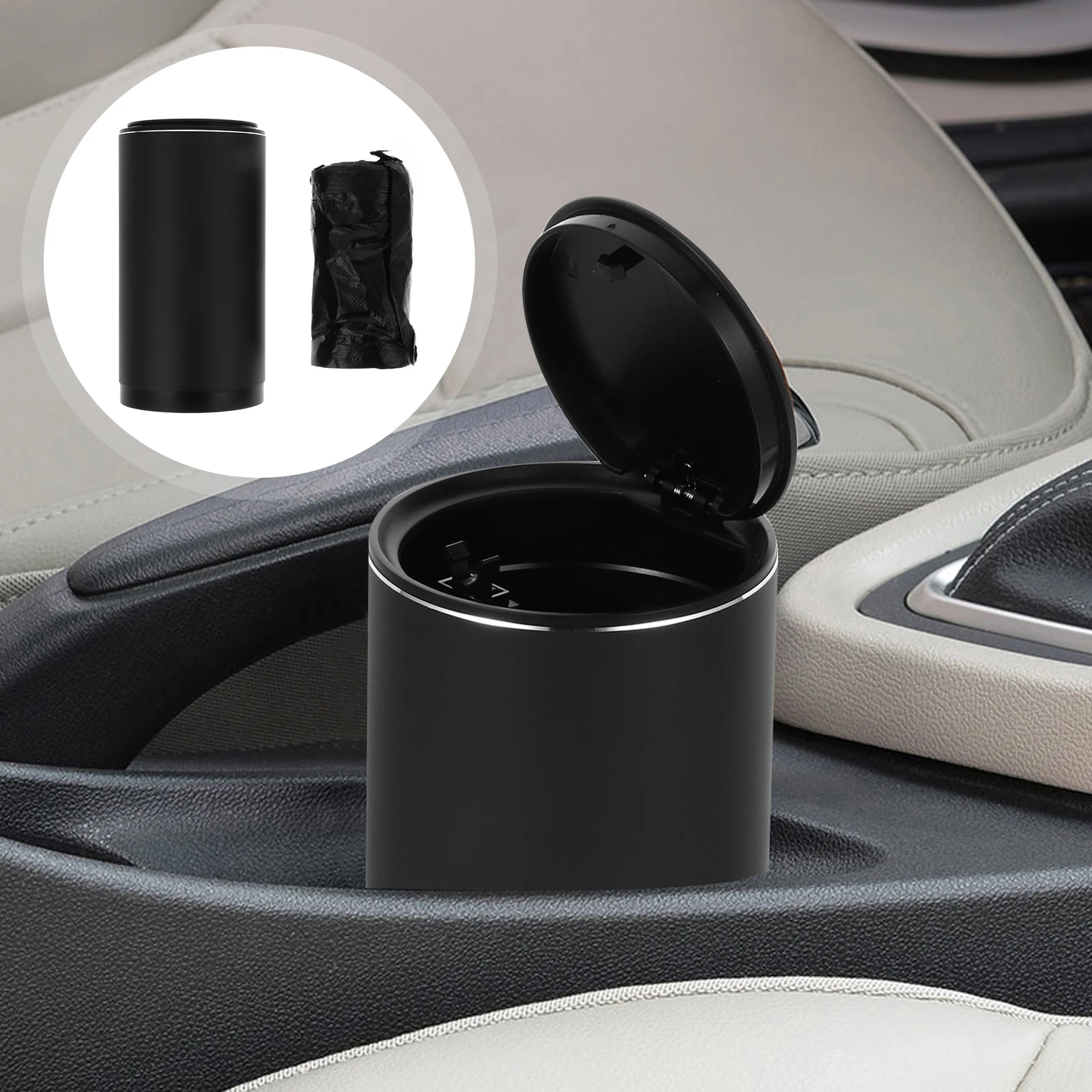 

1 Can Car Trash Bin Aluminum Alloy Long lasting 35 Trash Bags Foldable Car Supplies Storage Solution Odor free Container