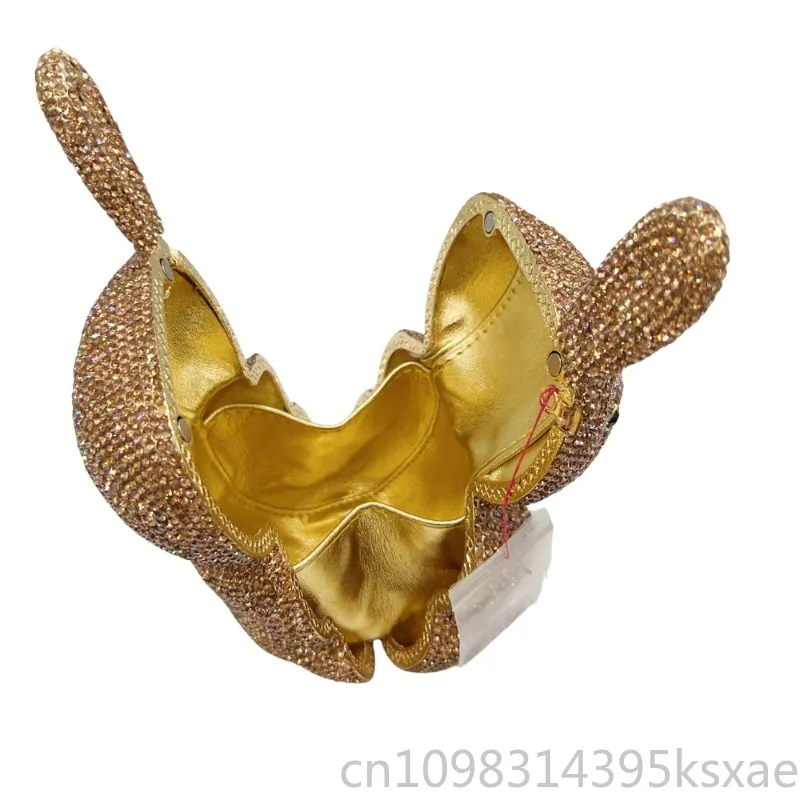 New Rabbit Rhinestone Crystal Clutch Bag for Evening Party Banquet Elegant Chic Women's Luxury Glamorous