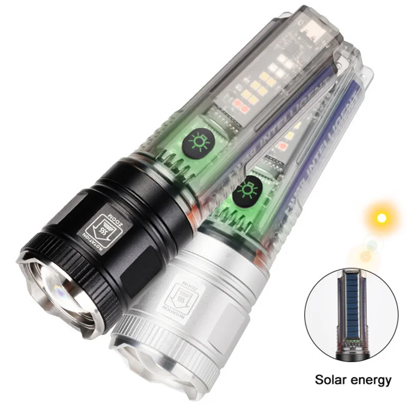 High Power White Laser Flashlight Super Bright LED Spotlight Long Range Torch Zoom Emergency Outdoor With Multiple Lighting Mode