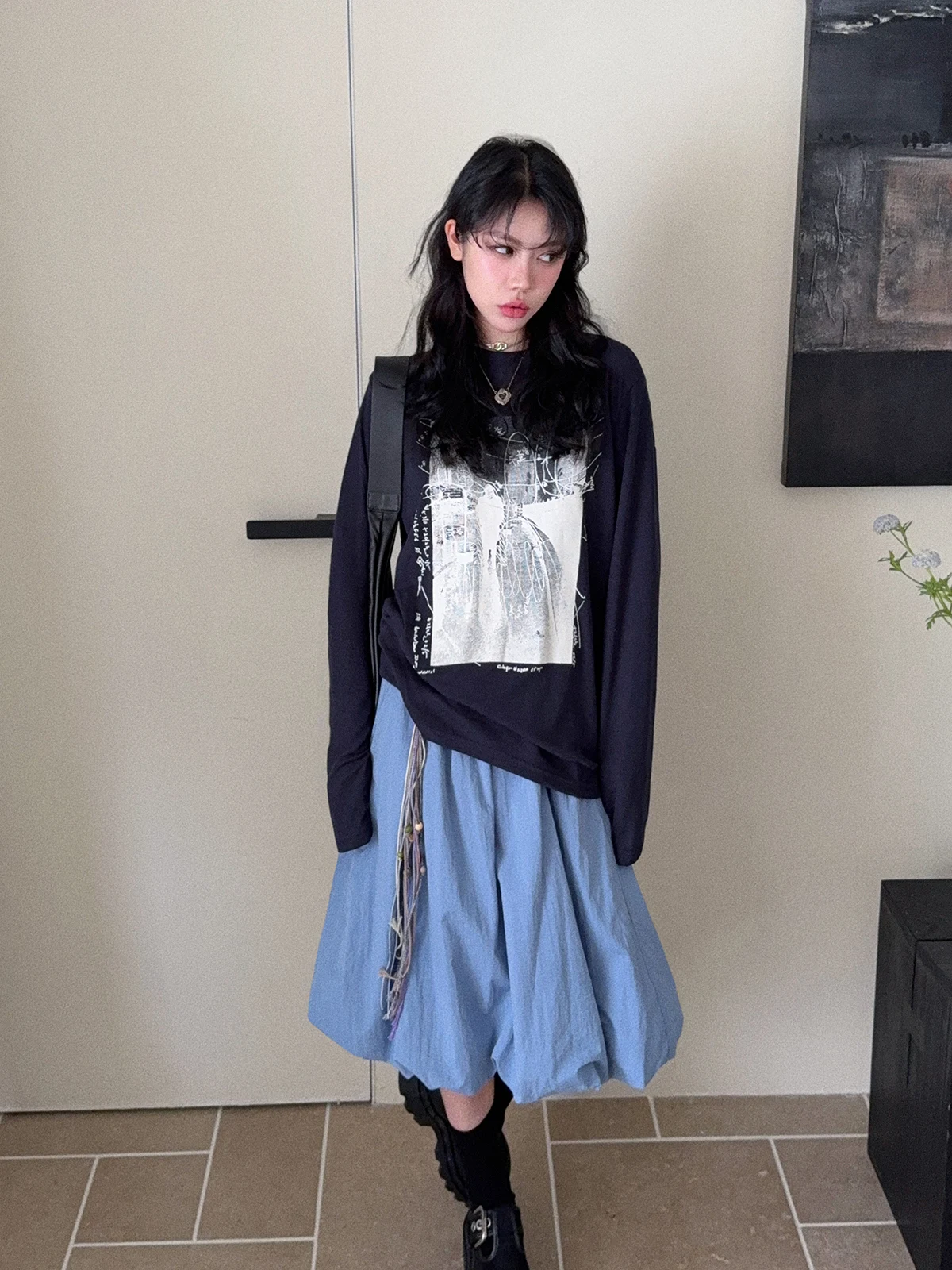 

Retro Print Slim Fit Long Sve T-irt Women's Spring Summer Sun Protection Thin Fabric Drapey Sle Creative Design round ...