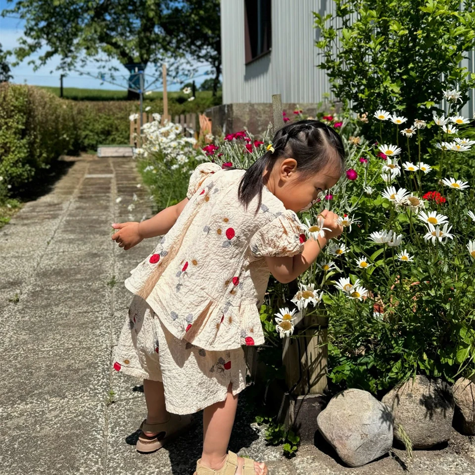 2024 Children Clothes Set Summer KS Girls Floral T-shirts Tops Shorts Baby Girl Soft Rompers Kid Vacation Casual Tee Clothing
