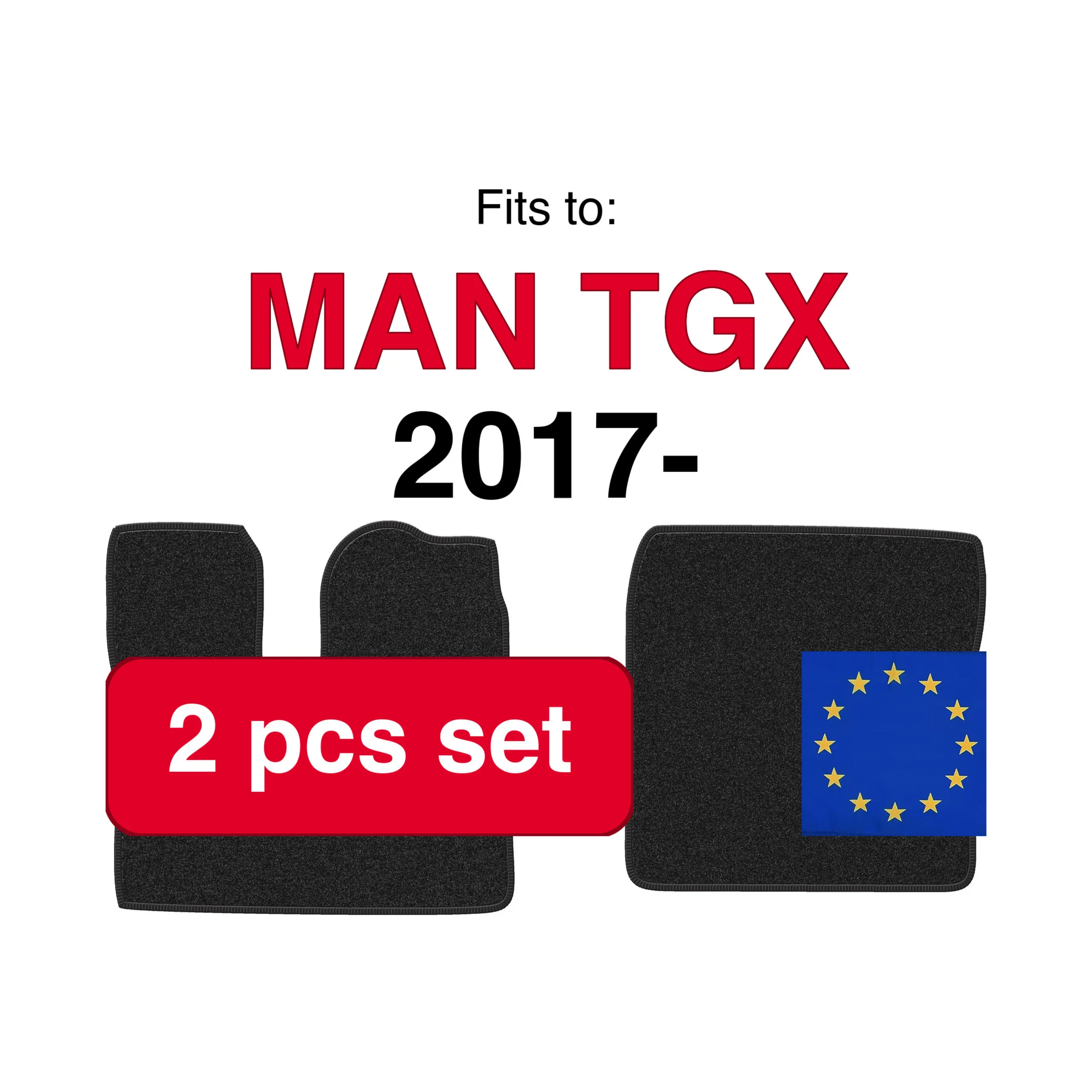 ANTHRA velours automatten voor MAN TGX vrachtwagen (2017-) - antraciet (2 stuks) in de auto passende automattenset