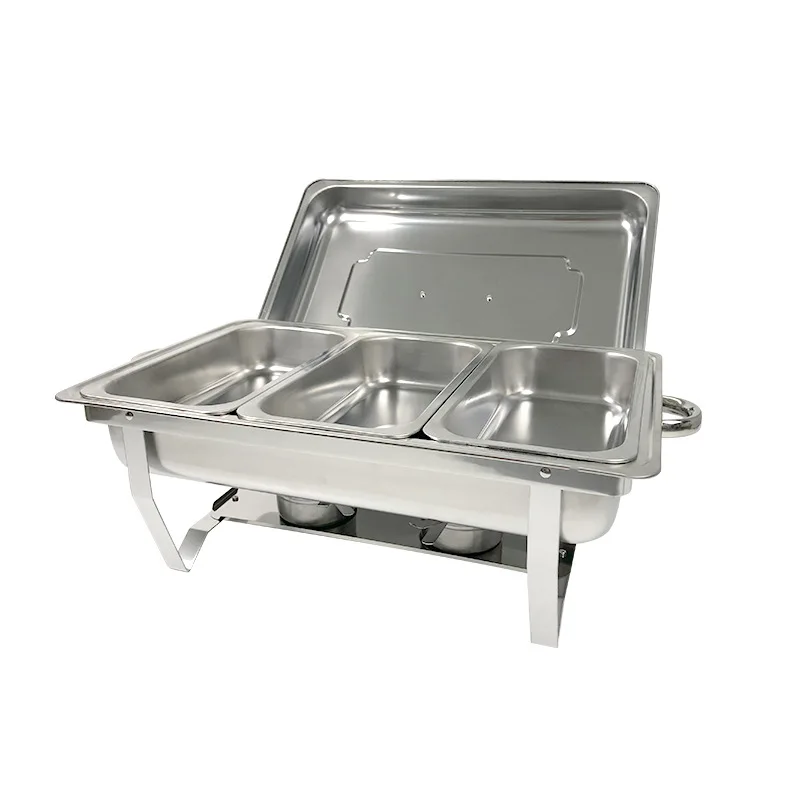 Stainless Steel Buffet Stove Square Detachable Dish Food Warmer Serving Dish Hot Pot Small Chafing Dish Hotel Wedding Chafing