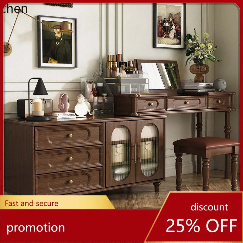 

HXL Solid Wood Dressing Table Chest of Drawers Bedroom Bedside Cabinet Corner Makeup Desk