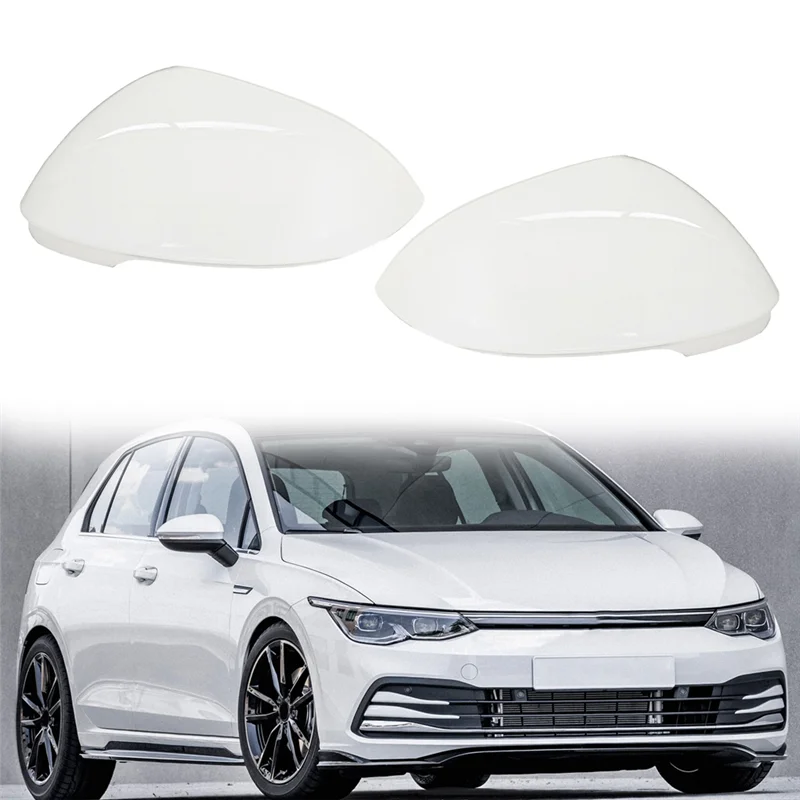 

Efficientt-1Pair Car White Rearview Side Glass Mirror Cover Trim Rear Mirror Covers Shell For-VW Golf 8 MK8 2021 2022