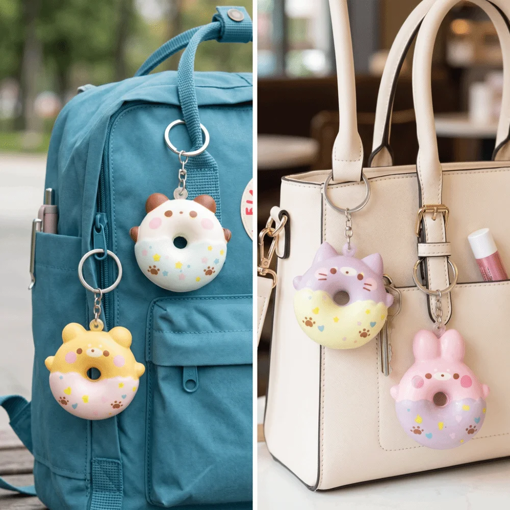 Slow Rebound Donut Slow Rebound Keyring Soft Material PU Material Donut Pendant Keychain Cartoon Cute Animal Design