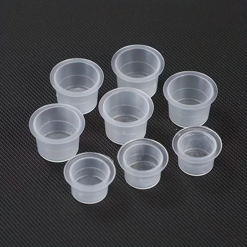 100Pcs S/M/L/XL Disposable Tattoo Ink Cup Plastic 8-23mm Permanent Makeup Pigment Clear Holder Container Cap Tattoo Accessory image 5