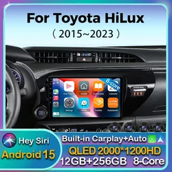 Android 15 Carplay Auto Car Radio For Toyota HILUX REVO VIGO IMV 2015 2017 2018 2019 - 2023 Multimedia Player Stereo GPS 4G+BT