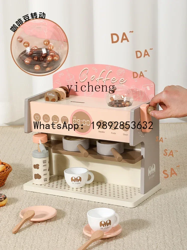 AF Macchina da caffè in legno Simulazione di dessert Giocattolo Ragazza Tè pomeridiano Giochi di ruolo Cucina per bambini