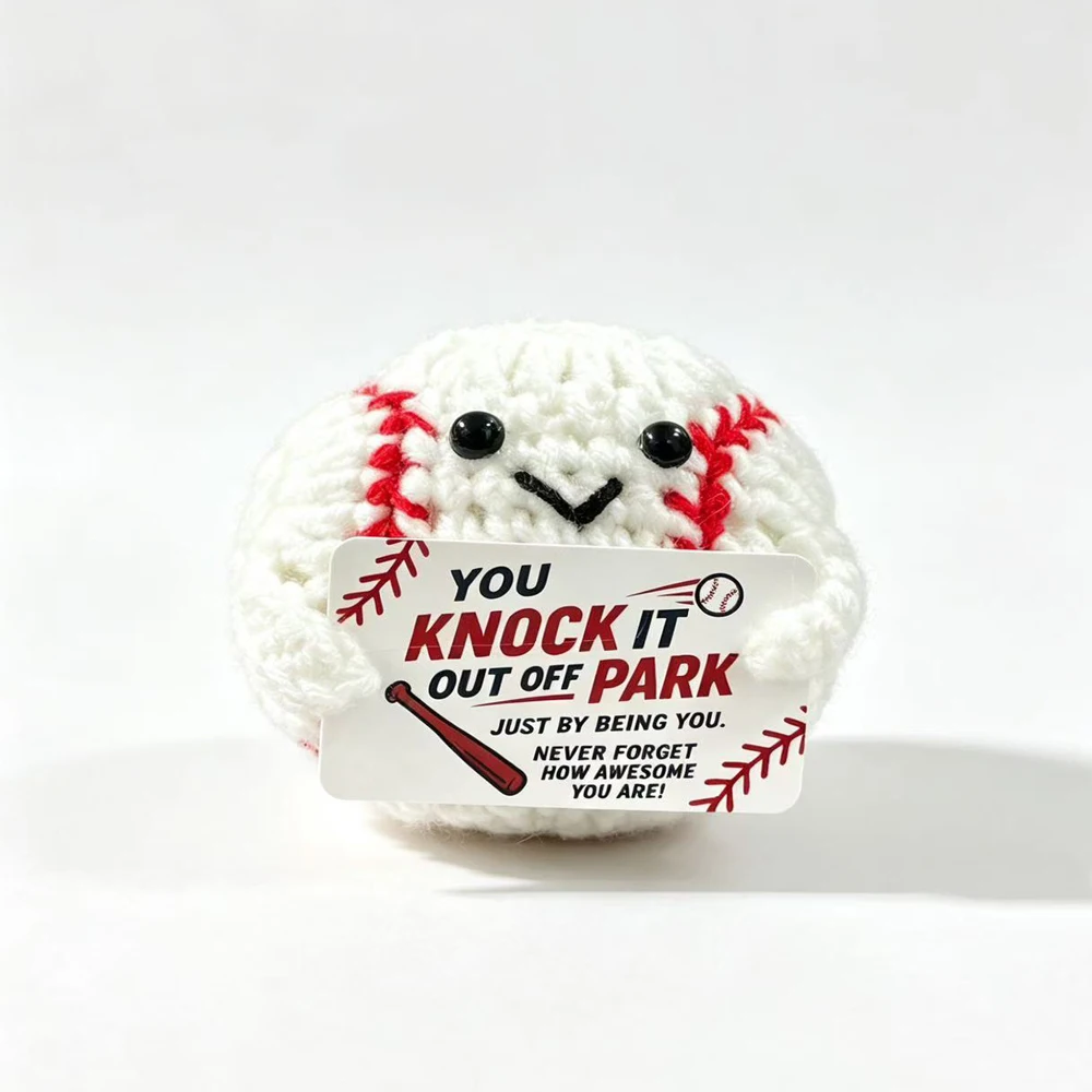 Niedlicher Gehäkelter Positiver Baseball, Emotionale Unterstützung, Gestrickter Ball, Schreibtischdekoration, Geschenk für Freunde – Detail 5