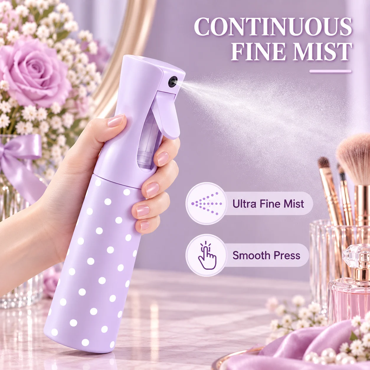 Continuous Spray Bottle Lightweight Refillable Hair Mister Ultra Fine Mist Sprayer Travel Salon Styling Water Spray Bottle