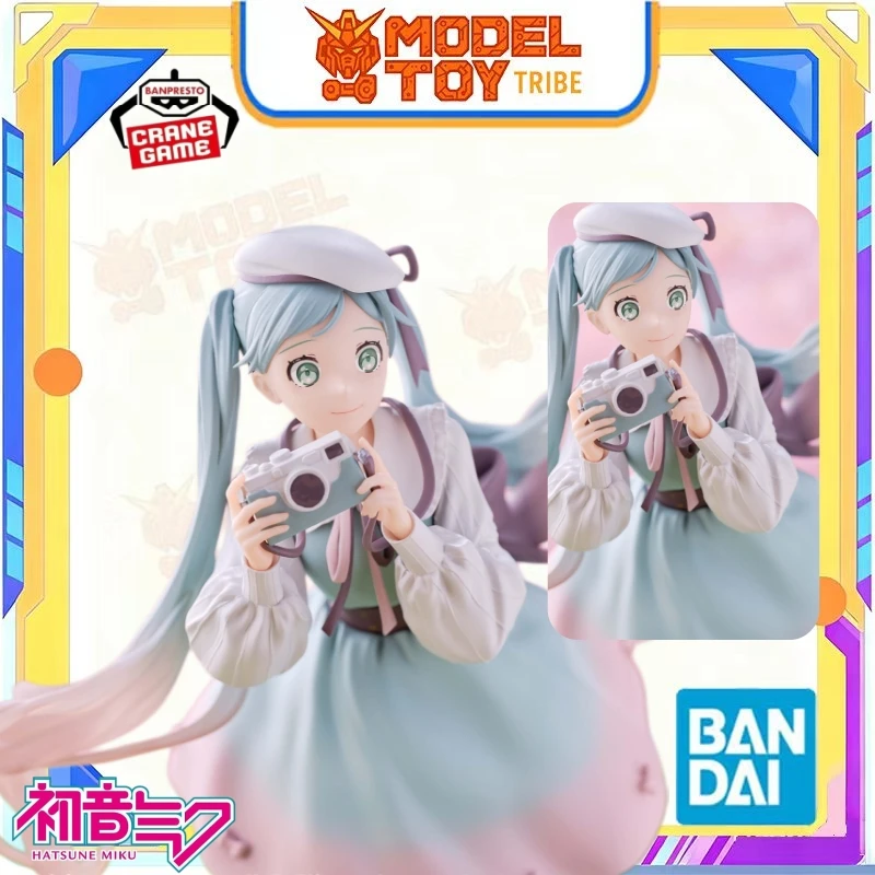 在庫あり-日本-バンダイ-オリジナルアニメ-バンプレスト-20cm-初音ミク-ホリデーメモリーズ-カメラトラベルver-賞品フィギュア模型玩具ギフト