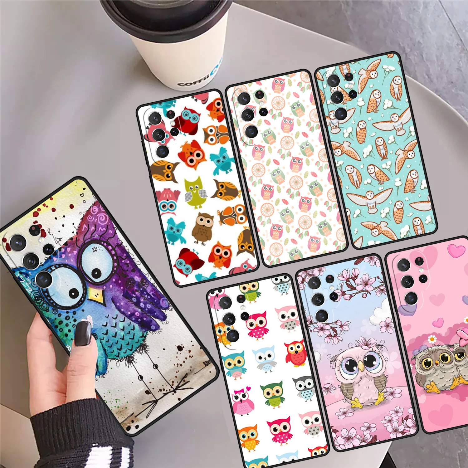 

Cute Owls Phone Case Cover Coque For Samsung Galaxy S24 S25 Ultra S23 S22 Plus S21 FE S20 Note 10 20 Pro Ultra