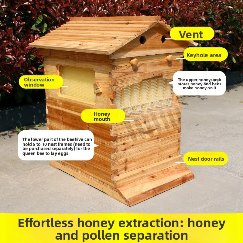 High Quality Self Flowing Bee Box, Cedar Boiling Wax Bee Box, Automatic Honey Flow Device
