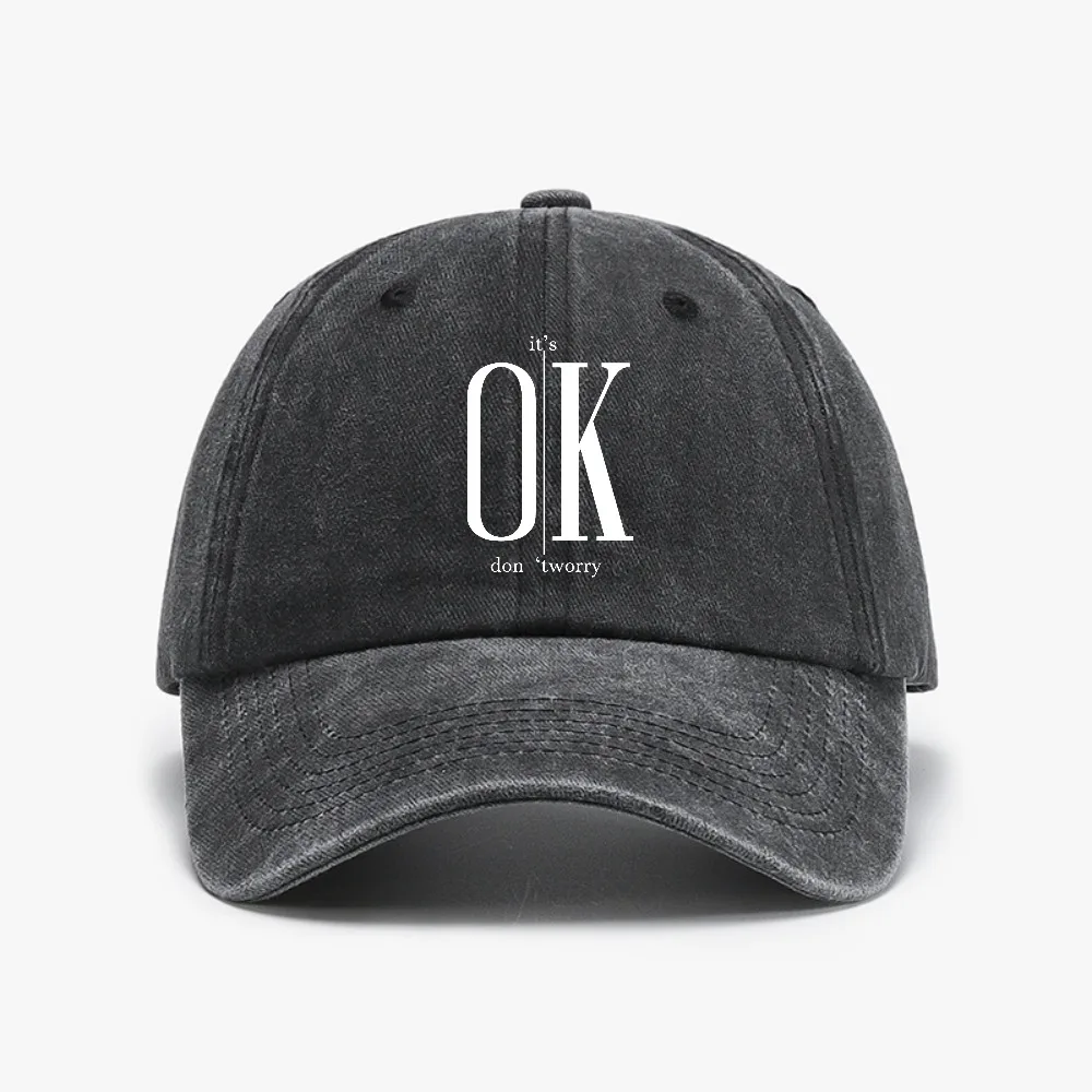 

Ok Concise Slogan Graphic ﻿Mans hat men Spring Summer Adjustable Hats Distressed Washed Baseball Cap