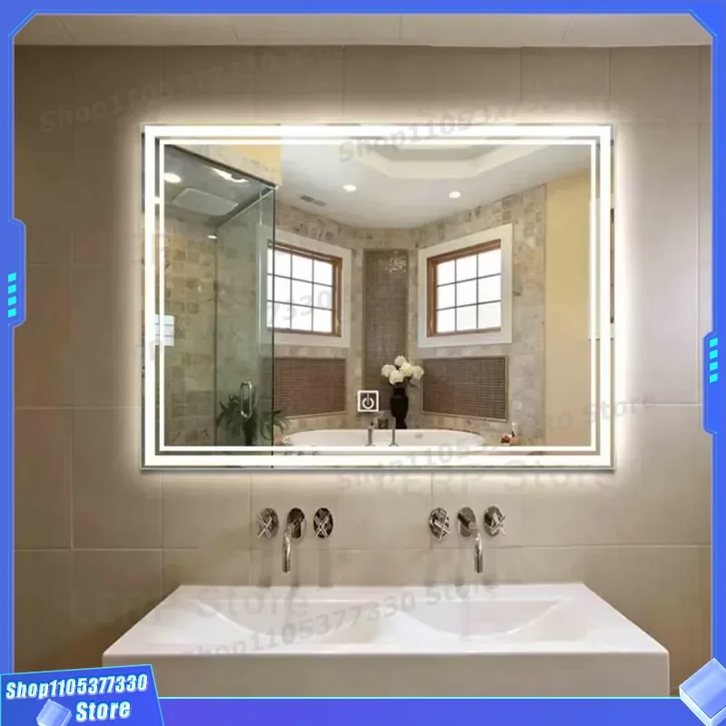 Smart Touch LED Bathroom Mirror with Defogging Function Magnifying Makeup Glass for Wall Mount Display Wholesale Home Decor