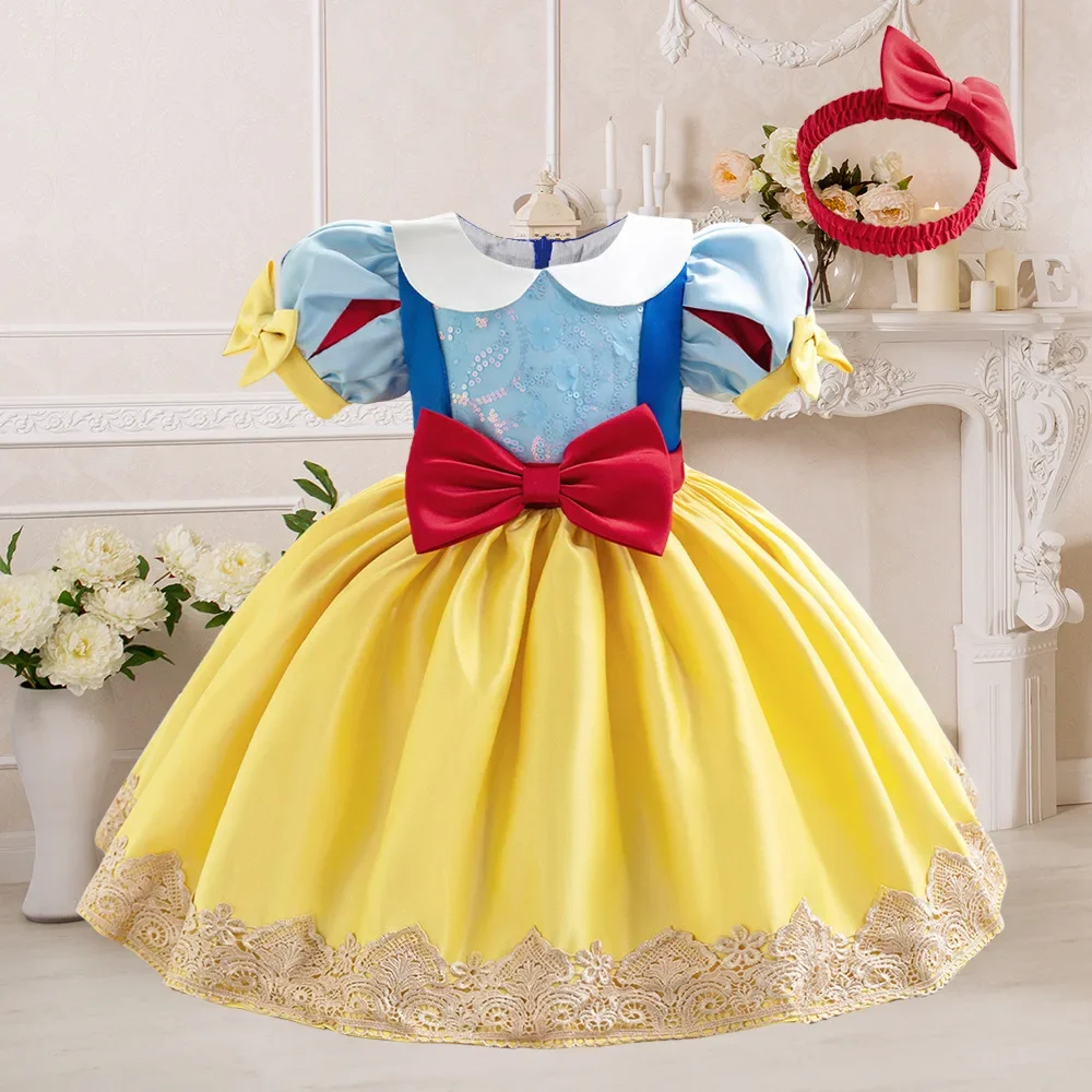 Yellow Tutu Party Dress For Girls 2pcs Girl Princess Dresses Toddler Vintage Birthday Tulle Gown Infant Daily Holiday Costumes