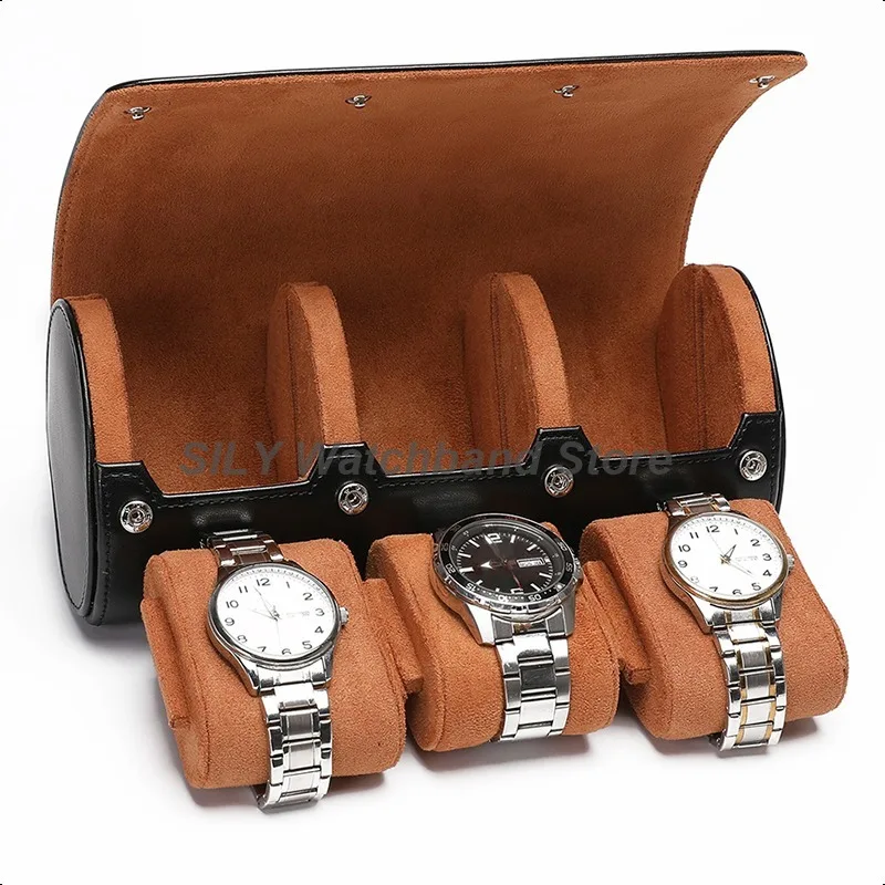 1 2 3 Slots Watch Travel Case Watch Roll Travel Case Organizer Display for Men & Women PU Leather Watch Case Watch Organizer Box
