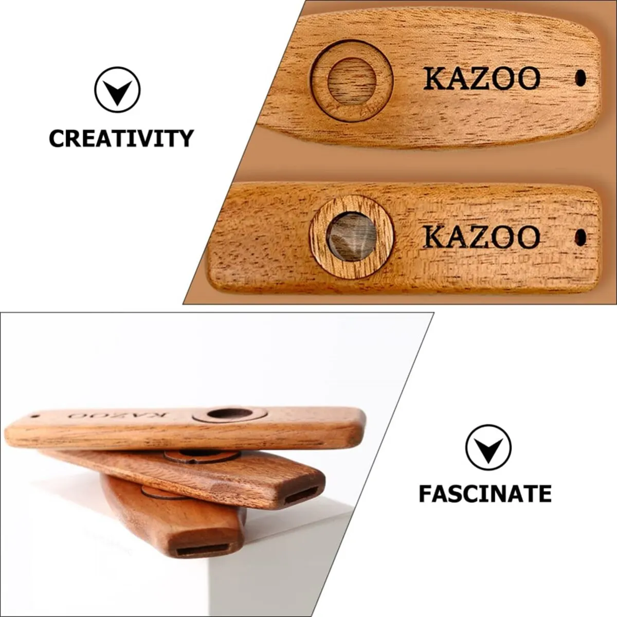 Wooden Kazoo With Lanyards Professional Lightweight Portable Kazoo Flute Diaphragms And A Beautiful Gift Box-Woodwind Instrument