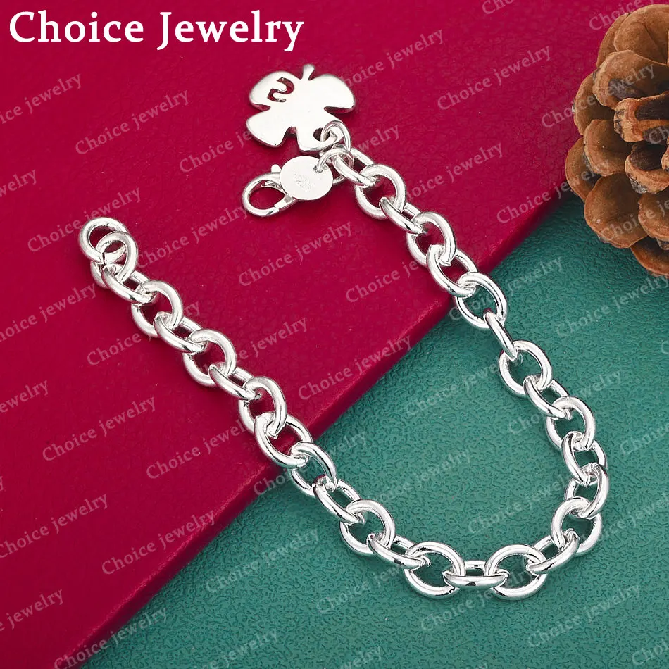 925 Sterling Silber Vierblättriges Kleeblatt Kettenarmband für Damen und Herren Modeschmuck Eleganter Charme Party Geburtstagsgeschenke