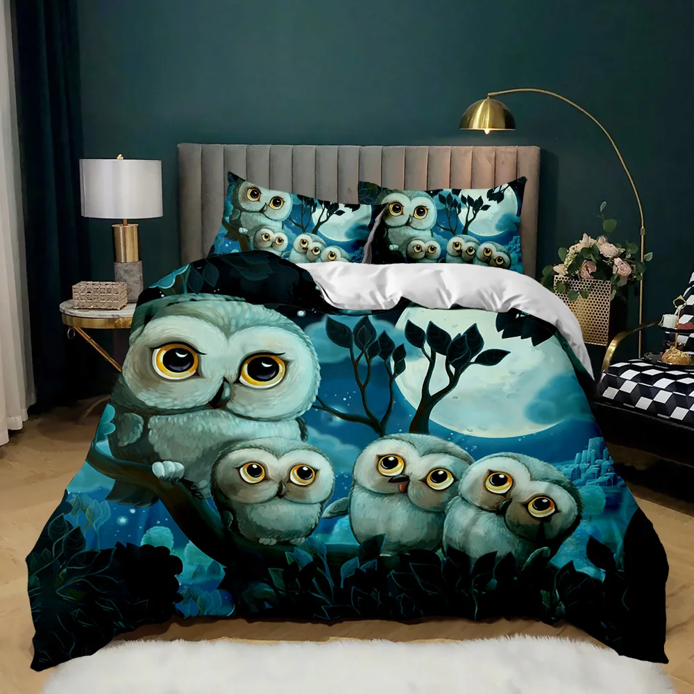 

Cute Owl and Star Bedding King Decorative Duvet Cover Outer Space Duvet Cover Set of 3 Bedding 1 Duvet Cover 2 Pillowcases