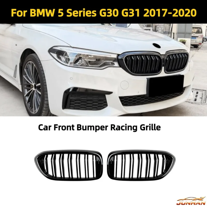 

Car Front Bumper Racing Grille For BMW 5 Series G30 G31 520i 530i 540i M5 2017-2020 Double Slat Kidney Grill Glossy Black