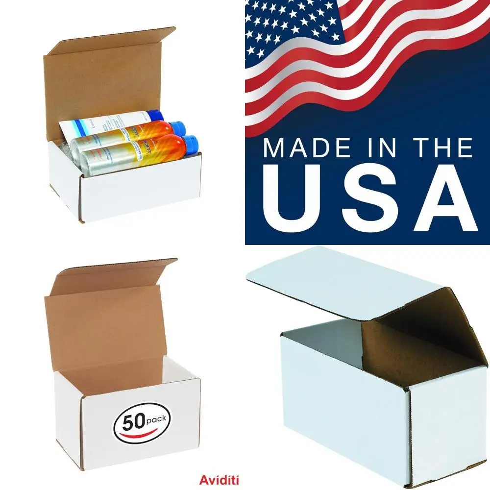 

8x5x5 Inch White Corrugated Cardboard Boxes, Pack of 50, for Shipping, Mailing, and Storage