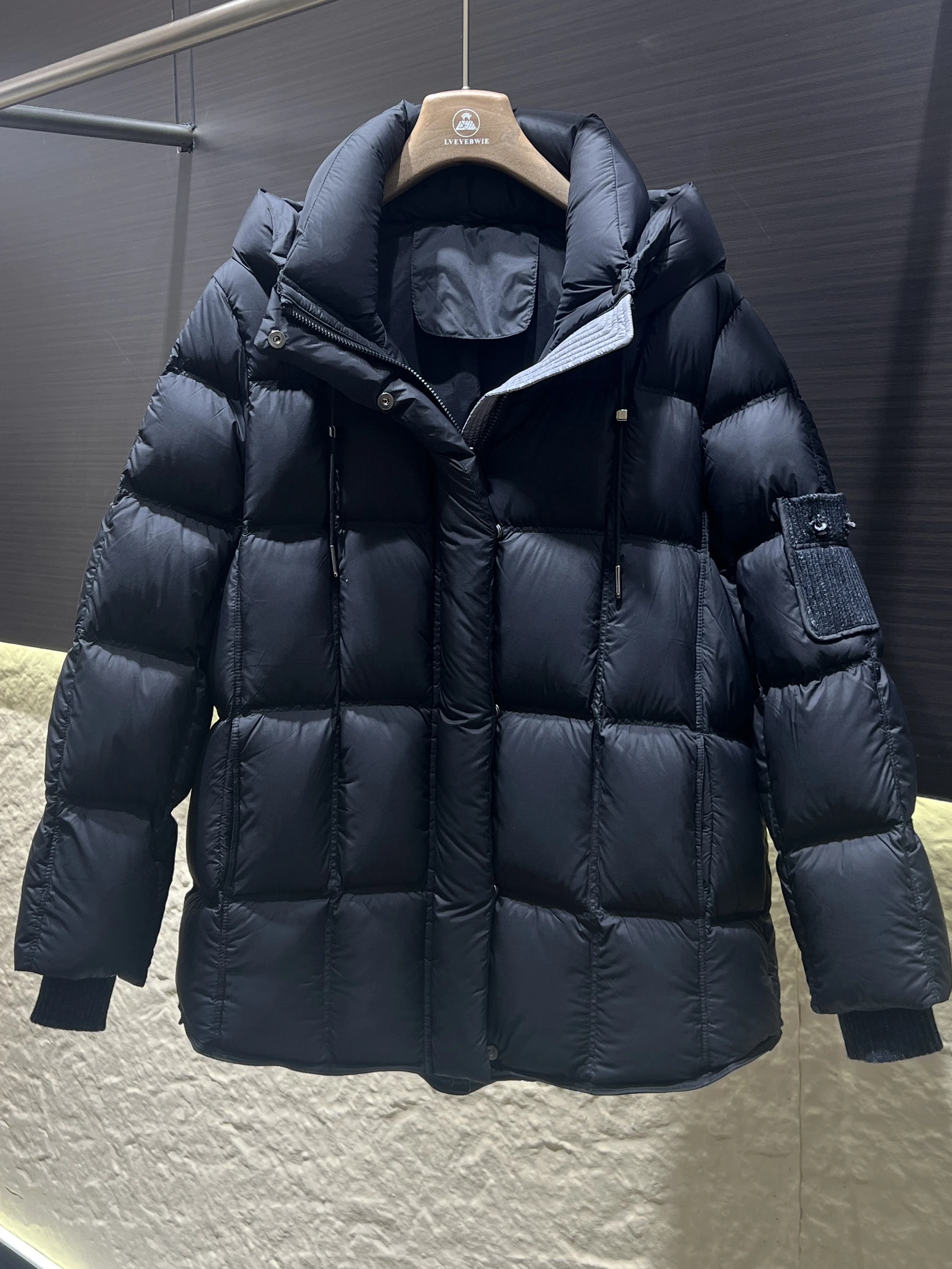 Casaco feminino Thiened de comprimento médio Du down Jaet 95 branco Du Feather com capuz Casaco quente e emagrecedor com Sve kets