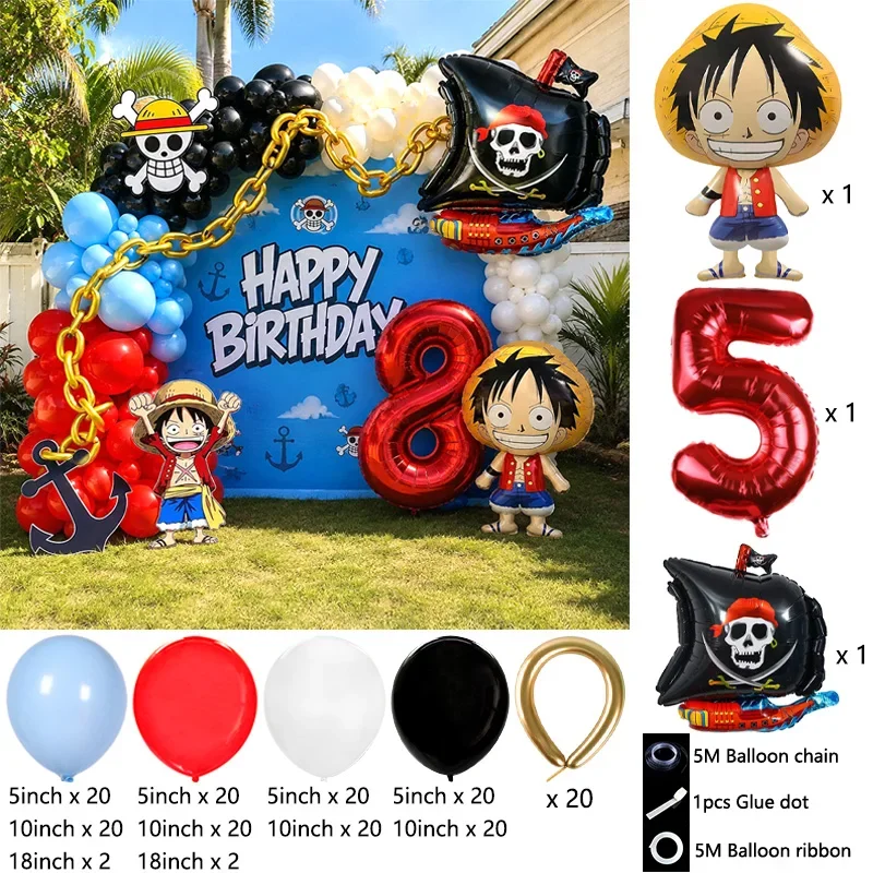 One Piece Party Balloon Garland Arch Globos Kit, DIY Balloon Bouquet Set for Kids Birthday Celebration Background Decor view 6
