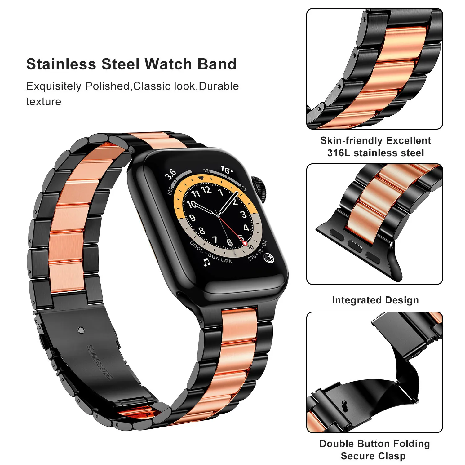 Neues Metallarmband für Apple Watch 12 11 10 46mm 45mm 44mm Edelstahl-Armband IWatch 9 8 7 6 SE 42mm 41mm 40mm 38mm Band – Detail 24