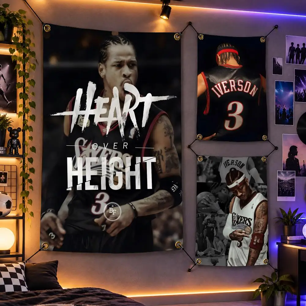 Basketball Allen Iverson Legend Icon Flags Personalized Flag Room Dorm Camping Picnic Garage Bar Indoor Outdoor Wall Decor
