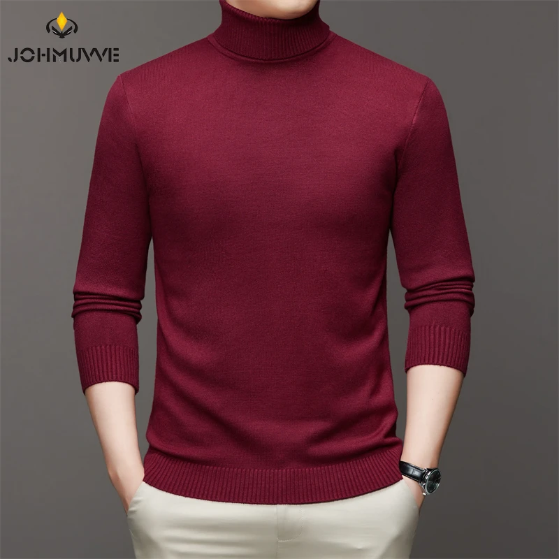 6 Colour Men\'s High Neck Long Sleeved Solid Color Sweater Soft Warm and Comfortable Top with a Base