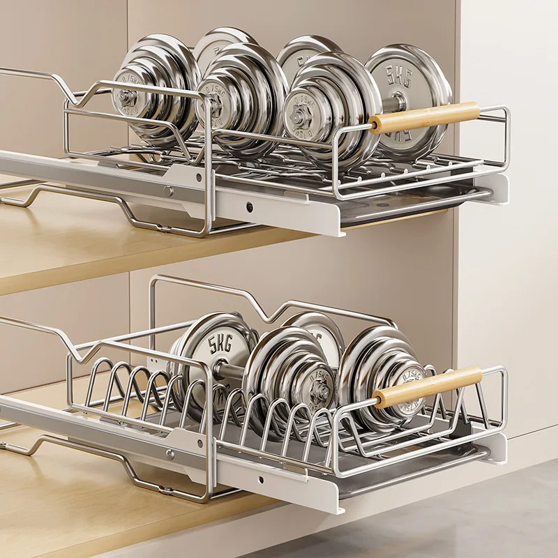 Kitchen Pull-out Dish Rack Stainless Steel Drawer Drying Rack Sliding Bowls Dishes Drainer Storage Rack Sink Cabinet Organizer