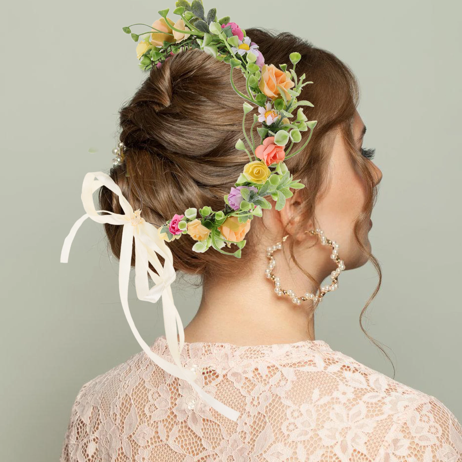 

Simulated Flower Headdress Kids Photo Shoot Headband Adjustable Strap Bridal Hair Accessories Floral Wreath Hawaii Fairy