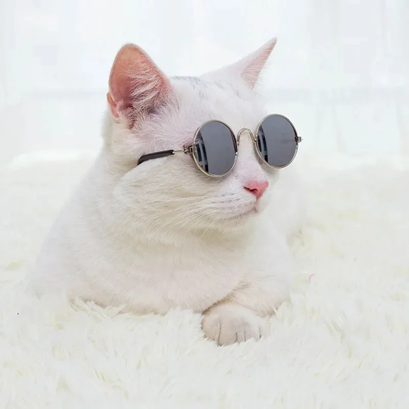 Lovely Vintage Round Cat Sunglasses Reflection Eye wear glasses For Small Dog Cat Pet Photos Pet Products Props Accessories