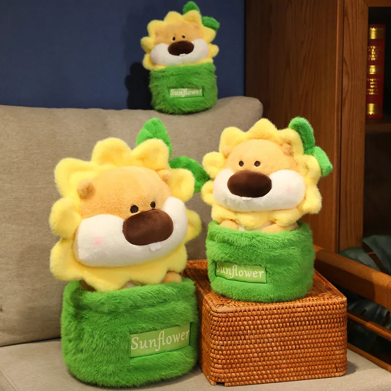 

Simulation Cartoon Potting Hamster Funny Plush Toys Creative Stuffed animal Cute Hamsters Flowerpot Sofa Pillow Home Decor Gifts