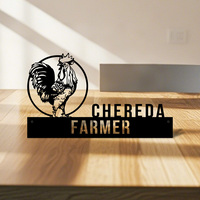 Custom Rooster Farmer Desk Name Plate, Rooster Farmer Metal Nameplate For Desk, Desk Nameplate, Office Decor, Farmer Rooster