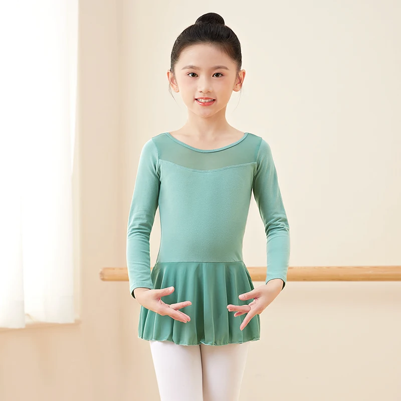 Kids Girls Ballet Dress Gymnastics Leotards Mesh Splice Short Sleeve Ballet Leotards Dance Costumes Soft Ballet Dance Bodysuit