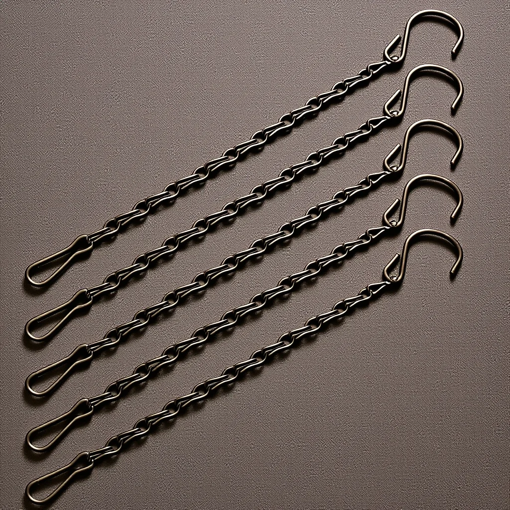 

5Pcs Black Double-Hook Hanging Chain Iron Twisted Link for Planter Bird Cages Signs Flower Pots Durable Support