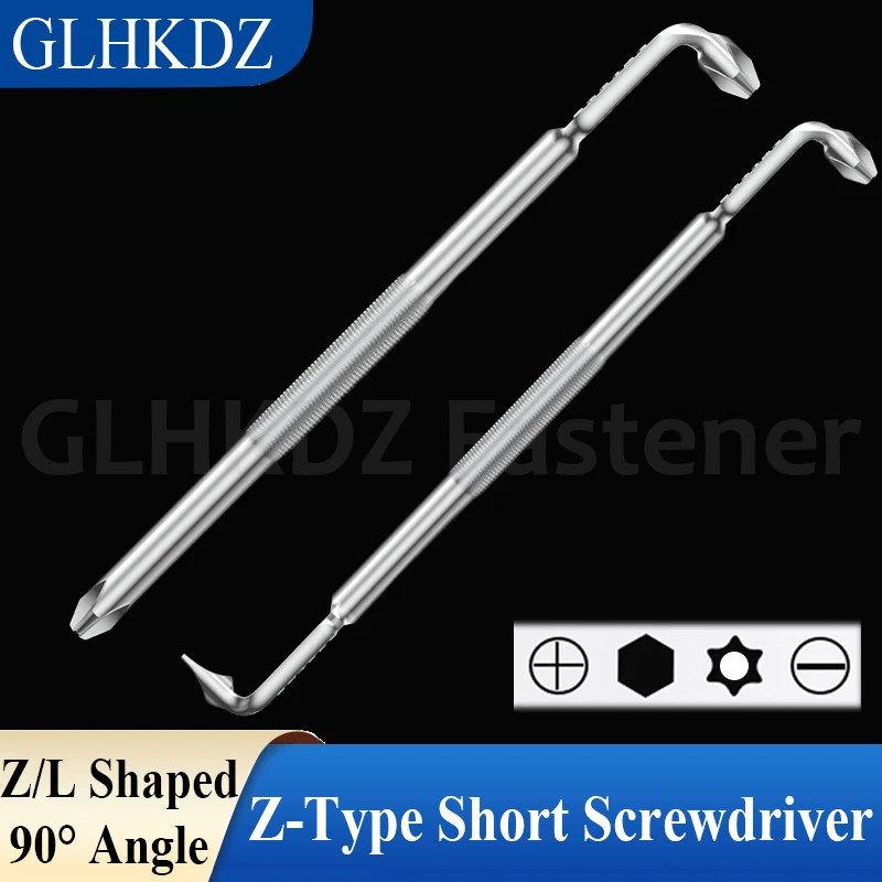 

Z-Type Screwdriver L-Shaped 90-Degree Right-Angle Elbow Bend Phillips/Slotted/Torx/Hex With Magnetic Short Screwdriver