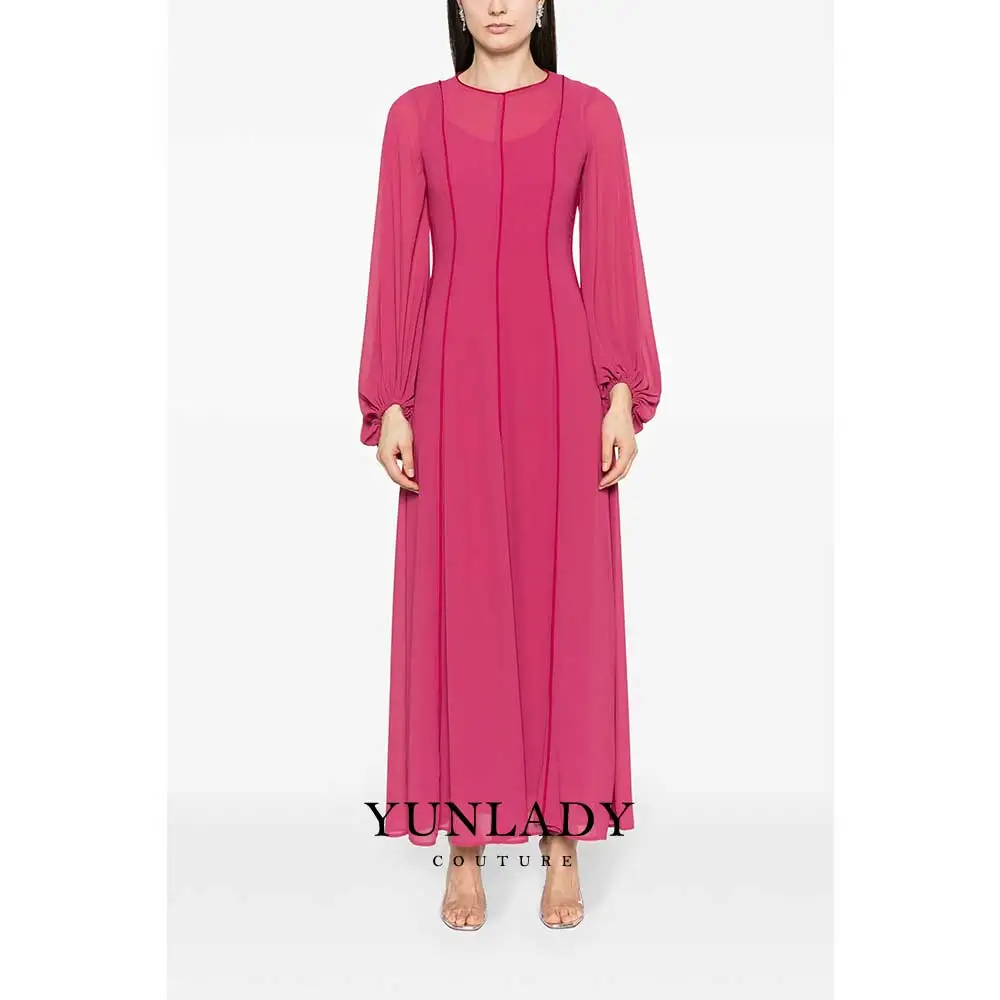 

YUNLAN Elegant Party Dresses Woman A-Line Evening Prom Dresses Arabian Wedding Guest Chiffon Tulle See-through Evening Dress