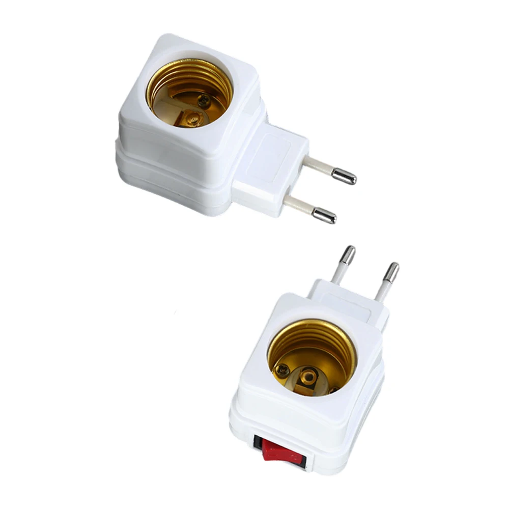 1 Pcs E27 LED Light Lamp Bulbs Socket Base Holder EU Plug Adapter ON/OFF Switch White