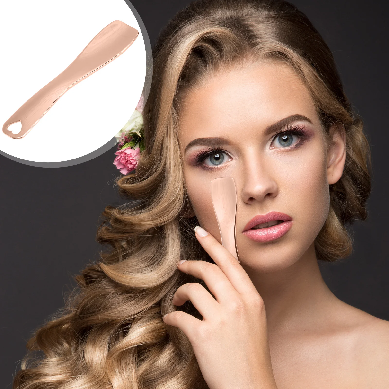 

3Pcs Eye Cream Spoon Zinc Alloy Durable Rose Gold Eye Massage Tool for Fatigue Relief Blood Circulation Skin Care Applicator