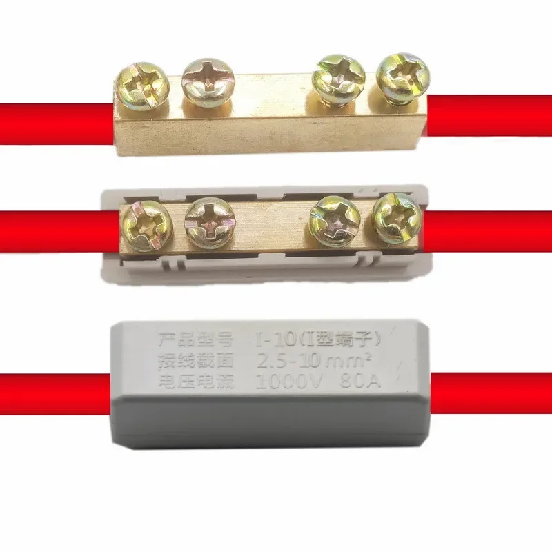 Electrical Accessories 10 Square Terminal Block High Power Wire Connector Brass + Flame Retardant Plastic Cable Connector