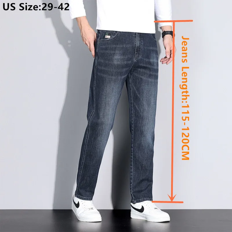 Tall Men Jeans Extra Long Guy 115CM Slim Fit Plus Size 42 40 Straight Stretched Lengthen Boys Denim Trousers Male Cowboy Pants